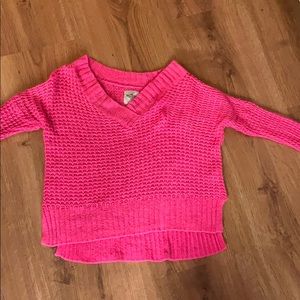 Hot pink knit sweater v neck